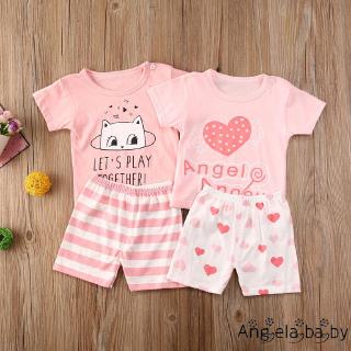 Set áo thun tay ngắn & quần short in hoa cho bé gái