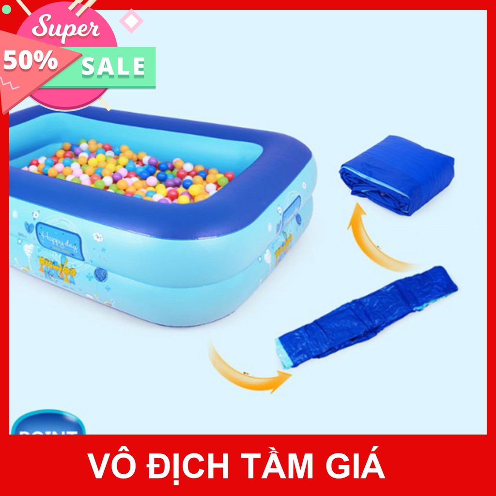 BỂ BƠI PHAO BƠI 3 TẦNG CHỮ NHẬT 1,2M/1,3M/1,5M/1,8M/2,1M + KEO VÁ  giảm giá 50% mua ngay [FREESHIP] [Mã FASHION10K