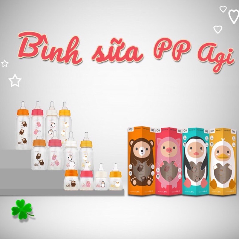Bình sữa AGI PP 60ml - 140ml - 250ml , Bình sữa cho bé sơ sinh