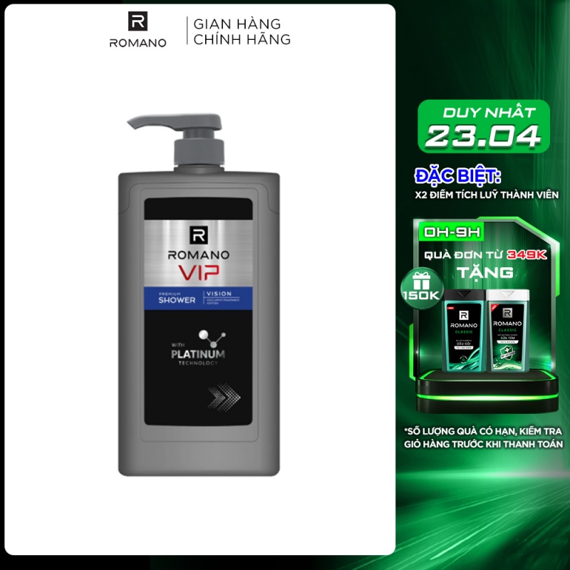 Sữa tắm cao cấp Romano Vip 650g Vision