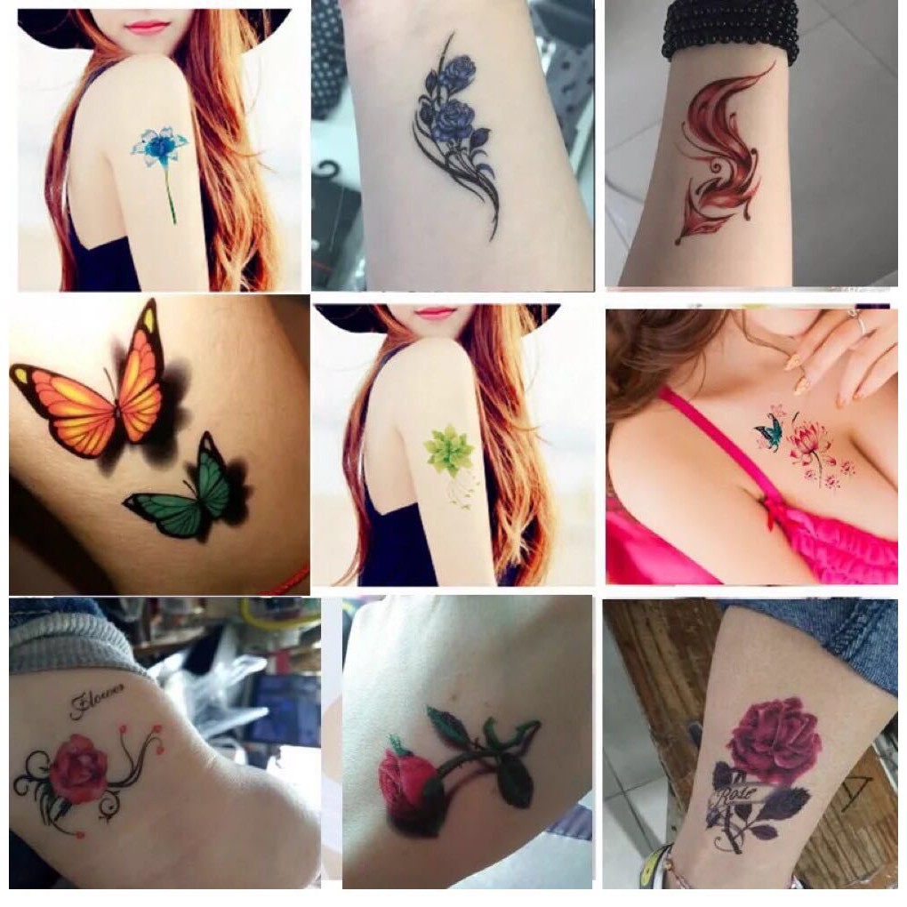 107 Hình Xăm Dán Tatoo Hoạ Tiết Bướm và Hoa