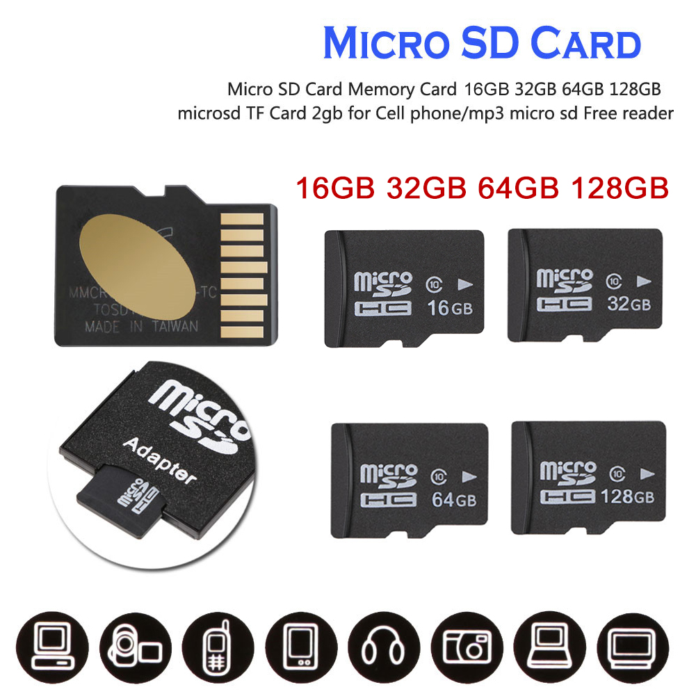 nguyên chất đầy đủ 128GB cực hạn Thẻ Micro SD TF Bộ nhớ Flash Class 10 Bộ chuyển đổi miễn phí