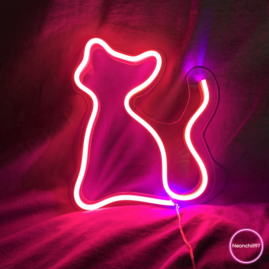 Đèn led neon hình mèo con, Neonchill97, 22 x 22 cm, Led neon trang trí
