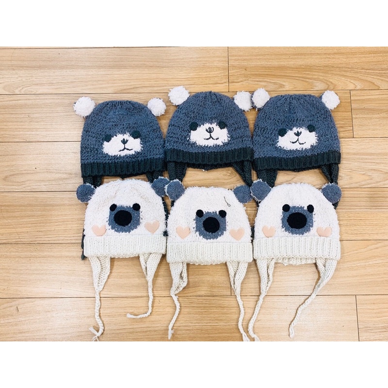 Mũ len gấu cho bé có bịt tai giữ ấm siêu cute ngộ nghĩnh