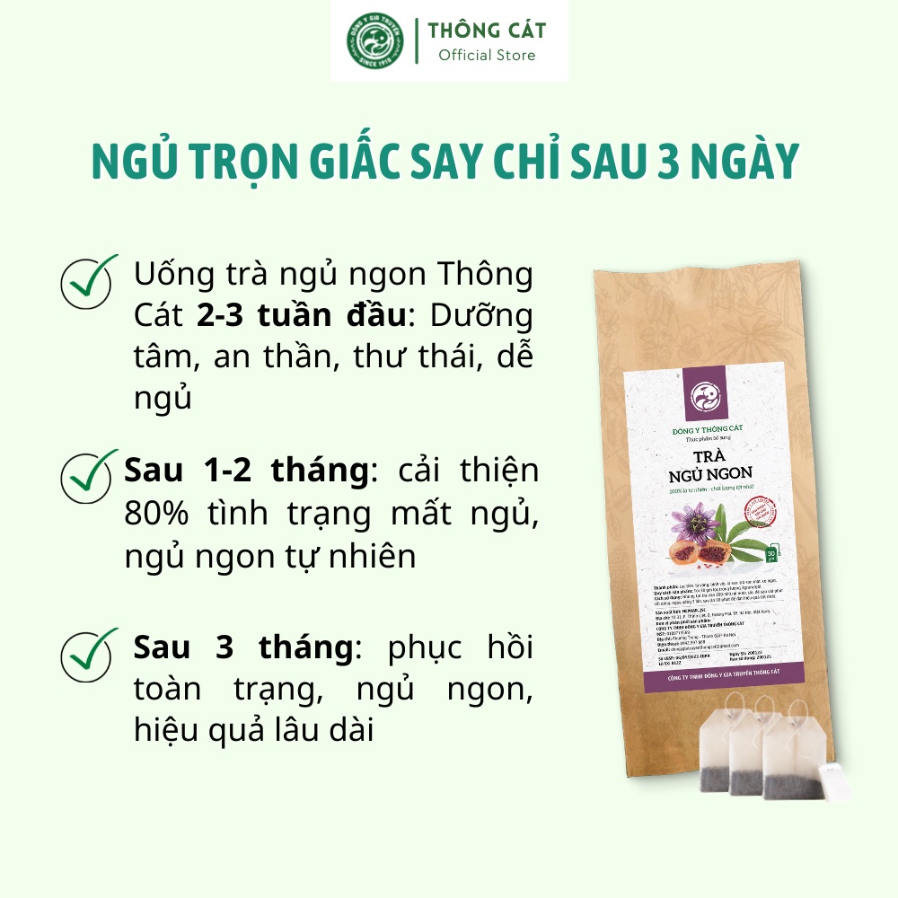 Trà Ngủ Ngon Đông Y Gia Truyền Thông Cát [DÙNG THỬ]_Giúp an th.ần, phòng và cải thiện tình trạng mất ngủ, trằn trọc