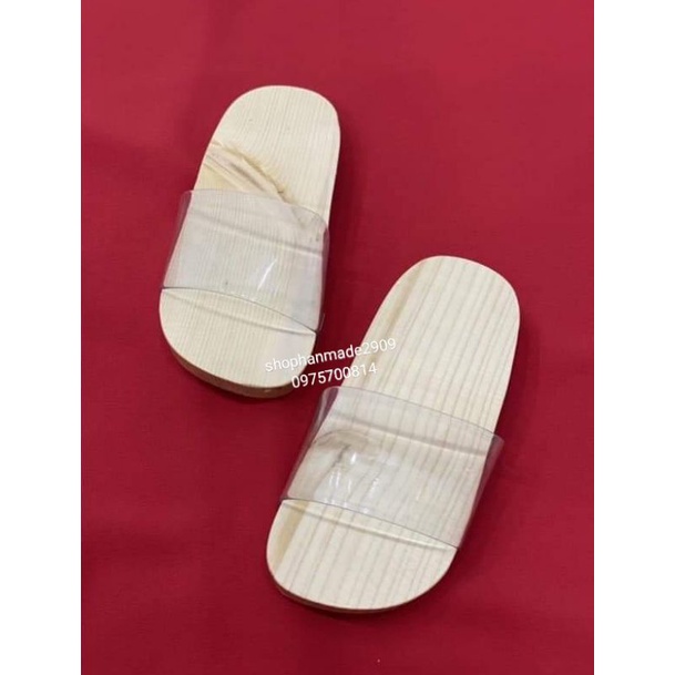 Guốc gổ  thiên nhiên quai nhung, hoa tú cầu, hoa mai xinh xắn cho bé yêu