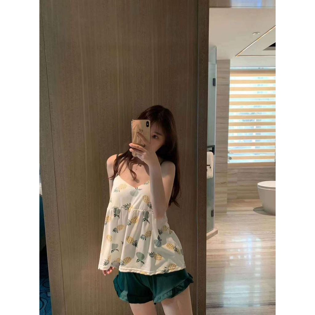 Bộ Ngủ Satin In Họa Tiết Thời Trang Hè 2021 Cho Nữ