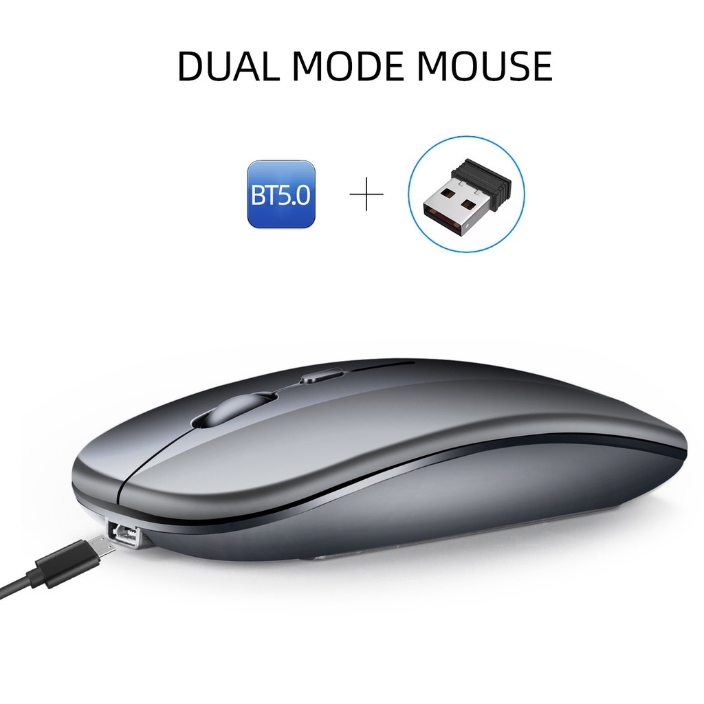 Chuột không dây Bluetooth Có Thể Sạc Lại Chế Độ Kép Cho Laptop Máy Tính Windows Mac Android OS Tablet