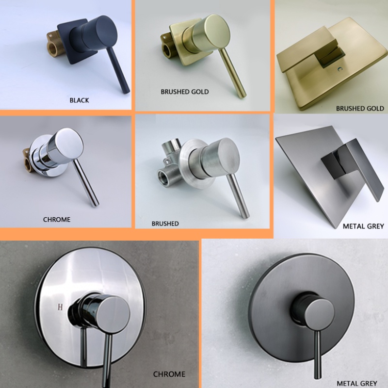 Van Vòi Nước Nóng/Lạnh Bằng Đồng Thau Cứng Hình Vuông Màu Đen/Vàng/Xám/Kim Loại Cho Phòng Tắm