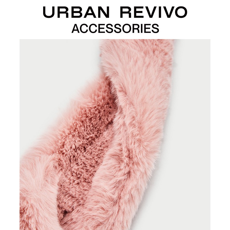 URBAN REVIVO Spring and Autumn Youth Women's Accessories Pure Color Plush Scarf