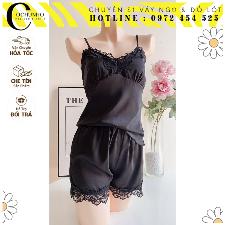 ♥️MẪU TRƠN ♥️ [LL547-1] Đồ bộ lụa sexy cao cấp -Đồ bộ phối ren -  cochunhoquan11