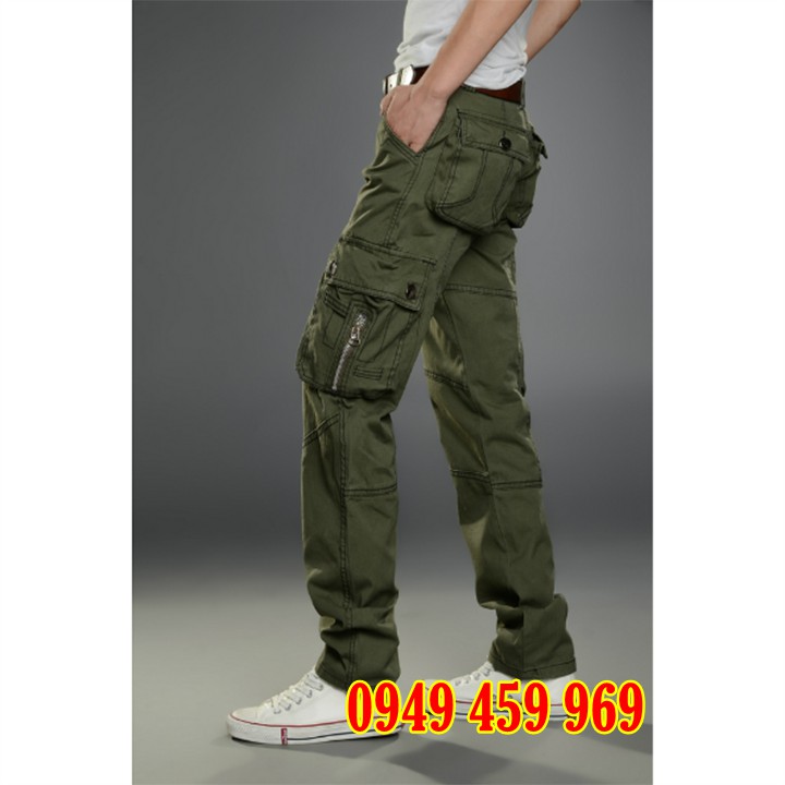 [GIẢM GIÁ 50%] Quần Kaki Nam Túi Hộp Phong Cách Lính Màu Đen / Xanh Rêu - Mã Q2187