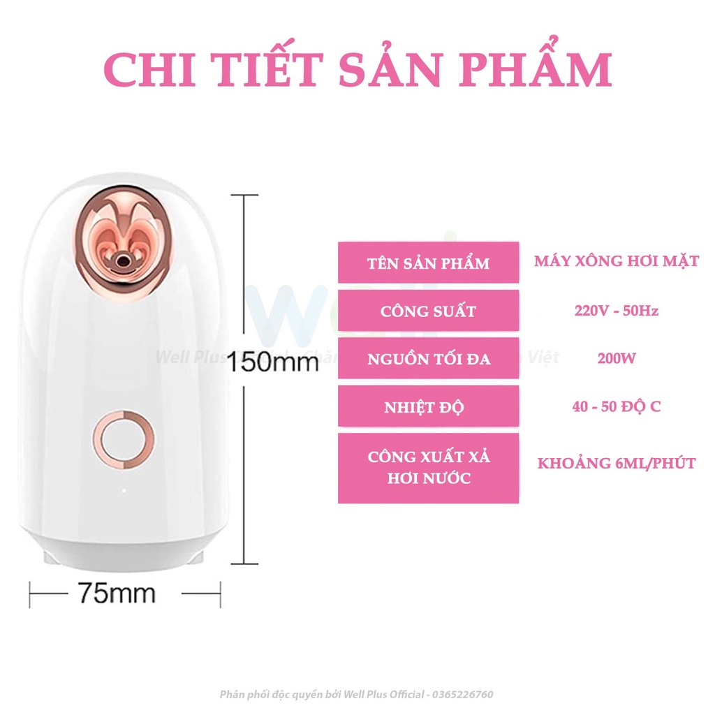 Máy Xông Hơi Mặt Mini Tại Nhà Nano Ionic Cấp Ẩm và Làm Sạch Sâu Dung Tích Lớn180ML