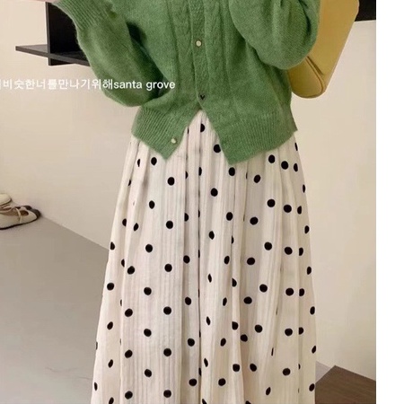 Chân váy midi hoạ tiết chấm bi Ulzzang Style🌸 CV6938 Hàng Quảng Châu