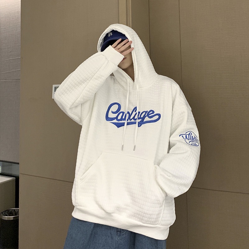 Áo Hoodie Dáng Rộng Họa Tiết Kẻ Sọc Thời Trang Đơn Giản Dễ Thương Cho Nam