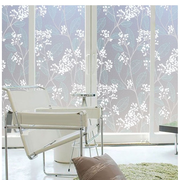 Cuộn 5m dán kính HOA LÁ XANH khổ rộng 45cm