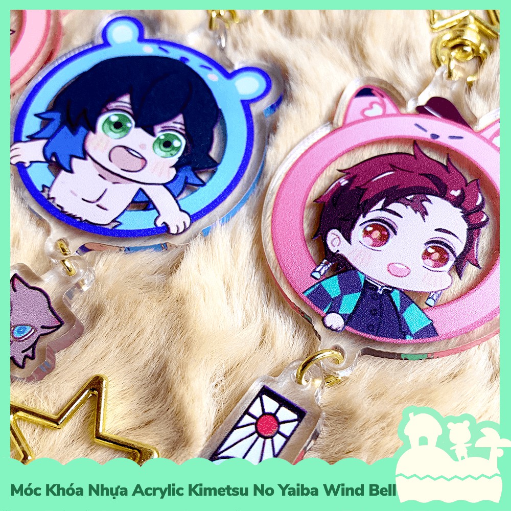 [Sẵn VN - NowShip] Móc Khóa Chuông Gió Keychain Acrylic Nhựa Trong Anime Manga Kimetsu No Yaiba Demon Slayer Wind Bell