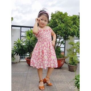Đầm dây lụa hoa cúc cho bé gái