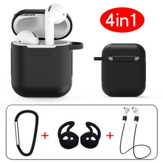 Set phụ kiện gồm vỏ bảo vệ hộp đựng +nắp bọc tai nghe silicon+dây đeo chống rơi+khoá chữ D cho tai nghe Airpod