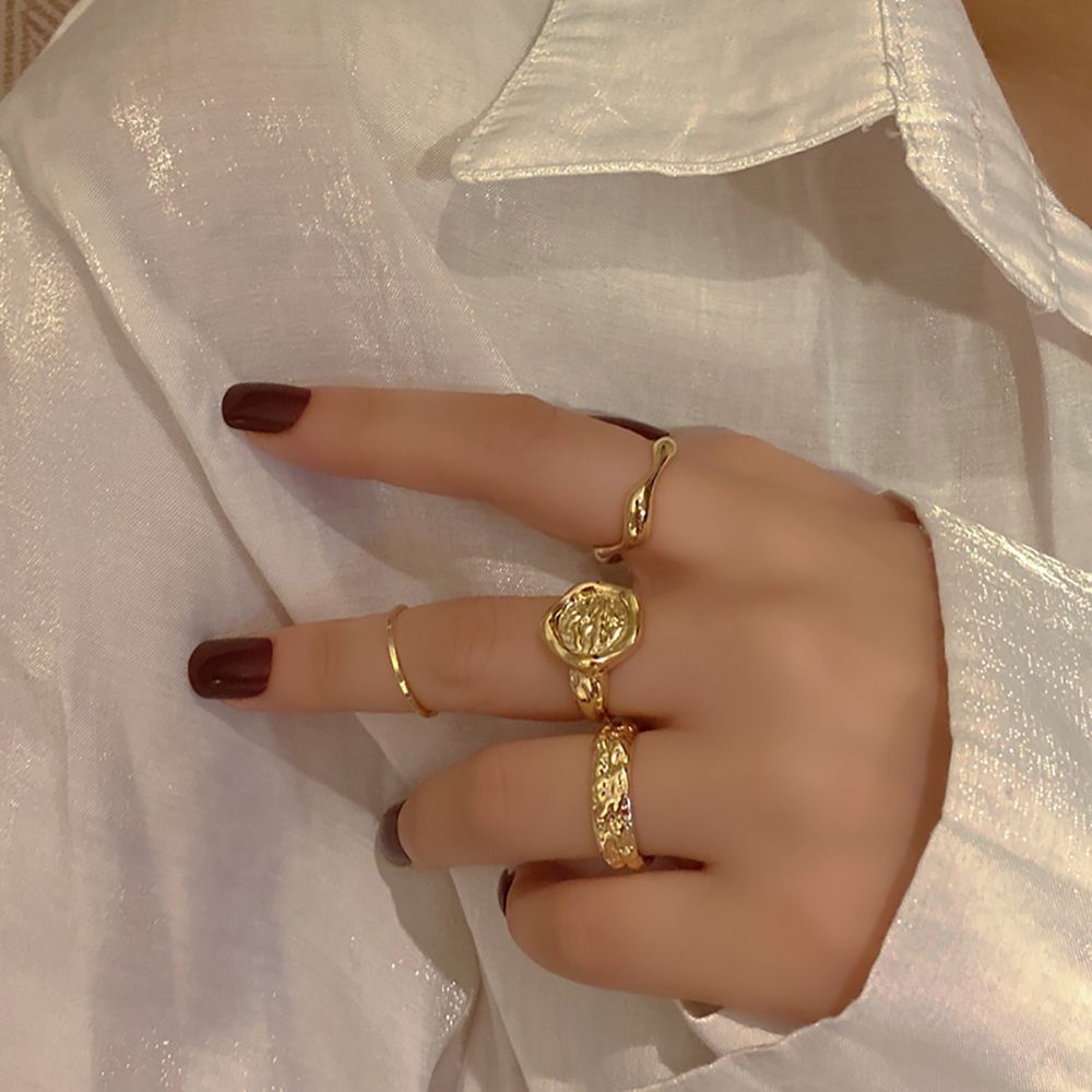 Set 4 nhẫn đeo khớp ngón tay kiểu dáng vintage thời trang cho nữ