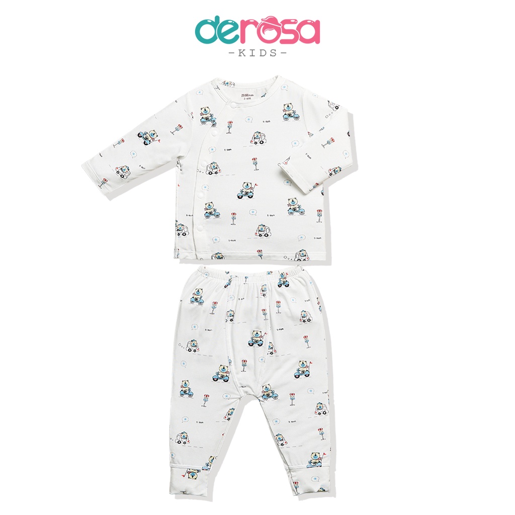 Bộ quần áo sơ sinh dài tay bé trai và bé gái cài lệch DEROSA KIDS từ 0 - 6 tháng