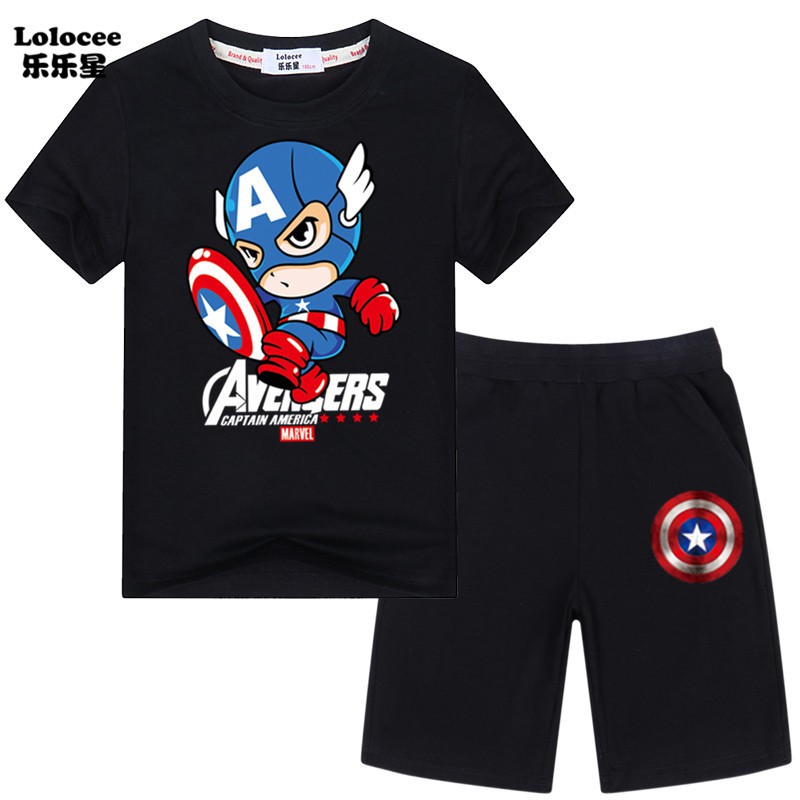 NEW Bộ Đồ Thể Thao In Hình Captain America Thời Trang Cho Bé Trai 2020