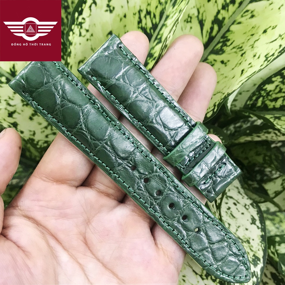 Dây Đồng Hồ Da Cá Sấu Màu Xanh Lá MrFour | Crocodile Leather Watch Bands size 20