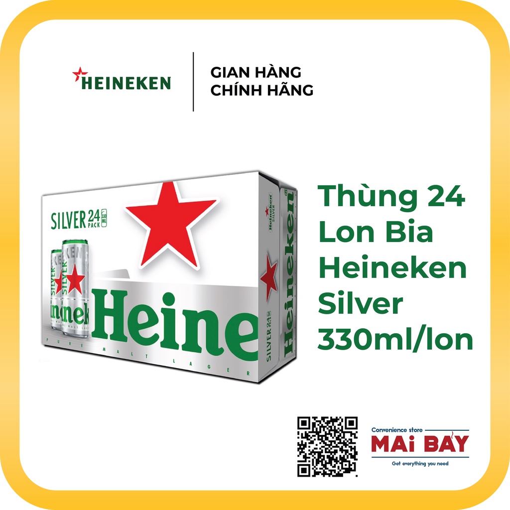 [GIAO NHANH 1H] Thùng 24 lon bia Heineken Silver 330ml/lon