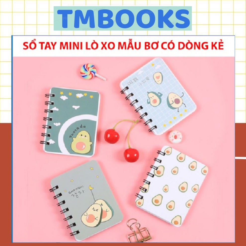 [Free Ship Đơn 50k ] Sổ tay cute mini lò xo ghi chép kế hoạch, công thức, từ vựng họa tiết bơ xinh xắn - Sổ tay TMBOOKS