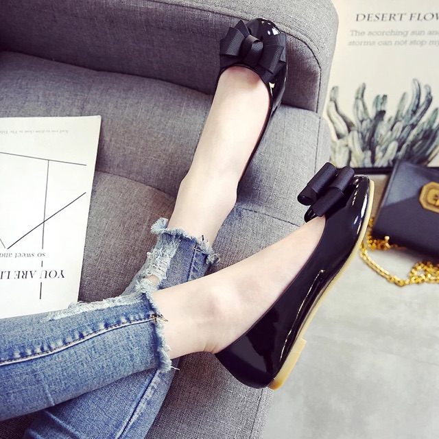 (ORDER) Giày búp bê da bóng mũi tròn nơ vải BIG SIZE 40,41,42,43 | BigBuy360 - bigbuy360.vn