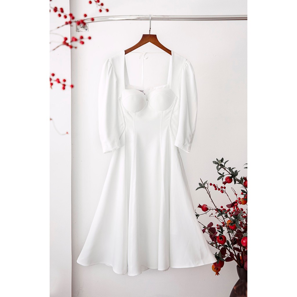 [Mã SKAMSALEP6 giảm 10% tối đa 100K đơn 150K] SÒ VINTAGE - KABI Đầm xòe cúp ngực tay phồng | BigBuy360 - bigbuy360.vn