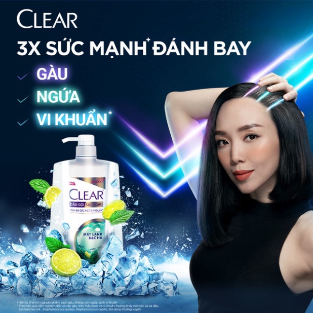 Dầu Gội Đầu cho nam Clear Men đánh bay gàu, ngứa và vi khuẩn mát lạnh cực đỉnh suốt ngày dài 900g