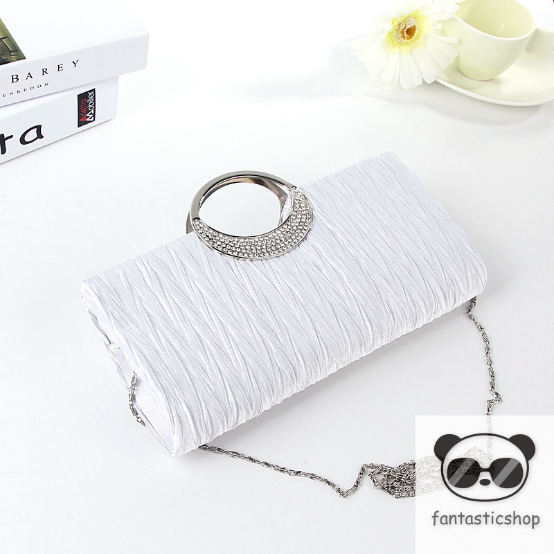 Ví Cầm Tay Bằng Satin Đính Đá Thời Trang Dành Cho Nữ