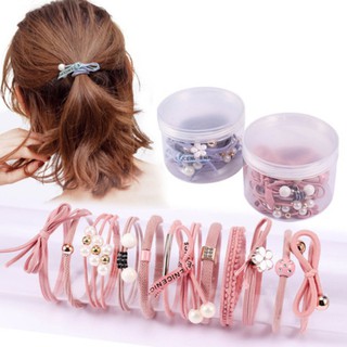 Hộp 12 dây cột tóc Hàn Quốc siêu đẹp siêu bền (Màu Hồng Nhạt)