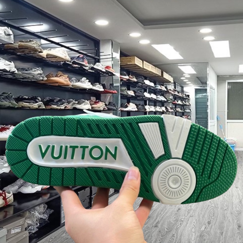 Giày sneaker LV Trainer White Green  SC Xanh Lá Phối Trắng thể thao nam nữ 2022 - Yabi_boutique