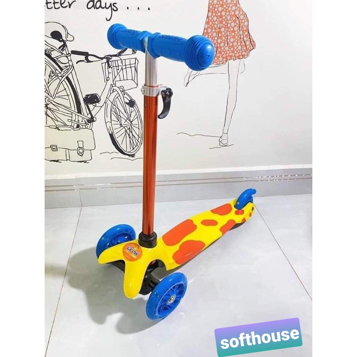 Xe Scooter cho bé Hàng Cao Cấp phù hợp cho bé 3,4,5,6 tuổi - Bánh Xe Đèn Led Phát Sáng - Hàng khuyến mại Grow Abbott