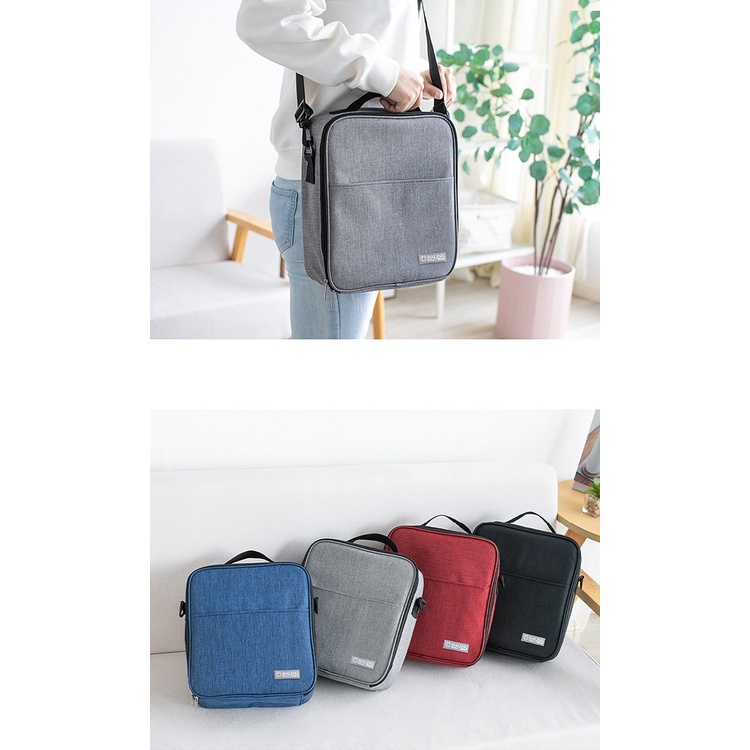 Túi Đựng Hộp Cơm Trưa Giữ Nhiệt Chống Nước Bằng Vải Oxford Cho Nam Và Nữ Ốp