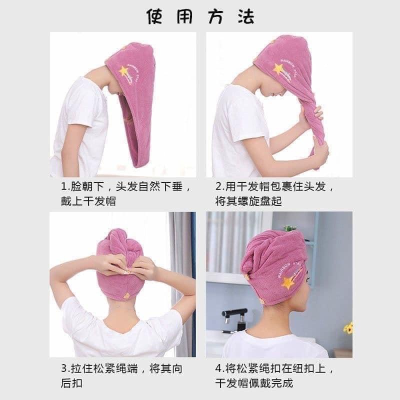 Khăn Trùm Đầu Làm Khô Tóc Sau Tắm Thấm Hút Tốt Giúp Lau Khô Tóc Một Cách Nhanh Chóng