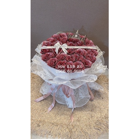 Bó hoa nhũ 35bông cực đẹp, tặng vươn miện, thiệp, chữ hpbd/love you