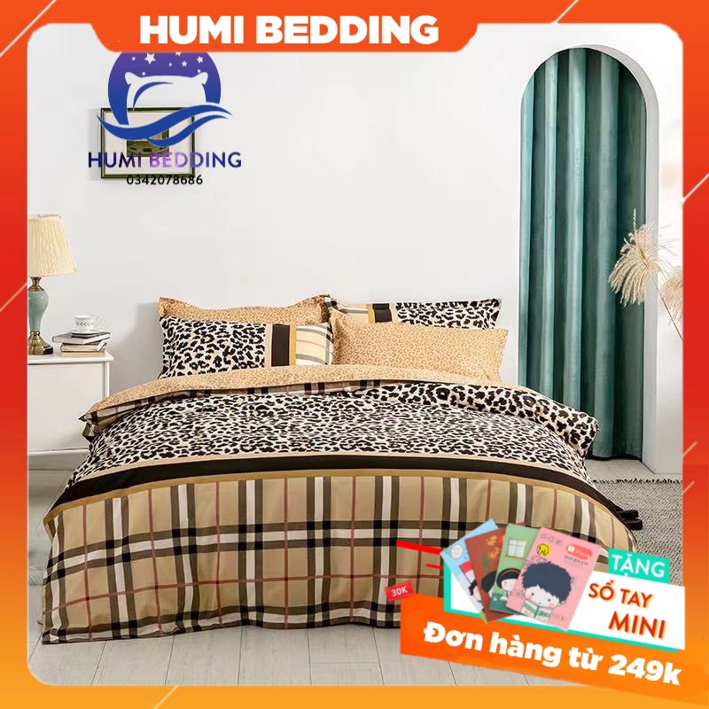 BỘ CHĂN GA GỐI POLY COTTON da báo BBR - Bộ Chăn Ga Gối 5 Món Cao Cấp