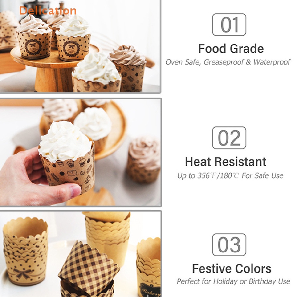 Bộ 50 giấy nướng ELEBUY đựng bánh muffin/ cupcake
