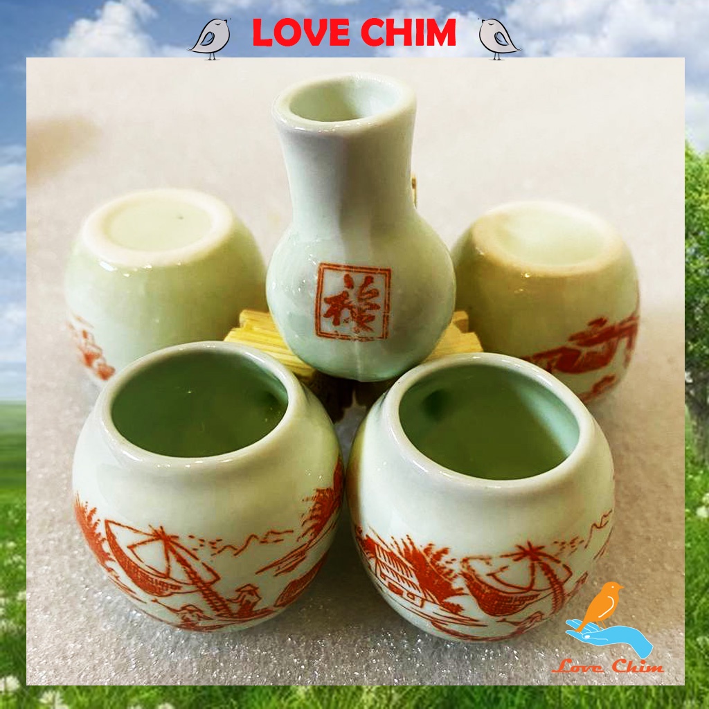 Cóng chim khuyên, Cóng sứ lồng chim khuyên LOVECHIM, Phụ kiện lồng chim giá rẻ