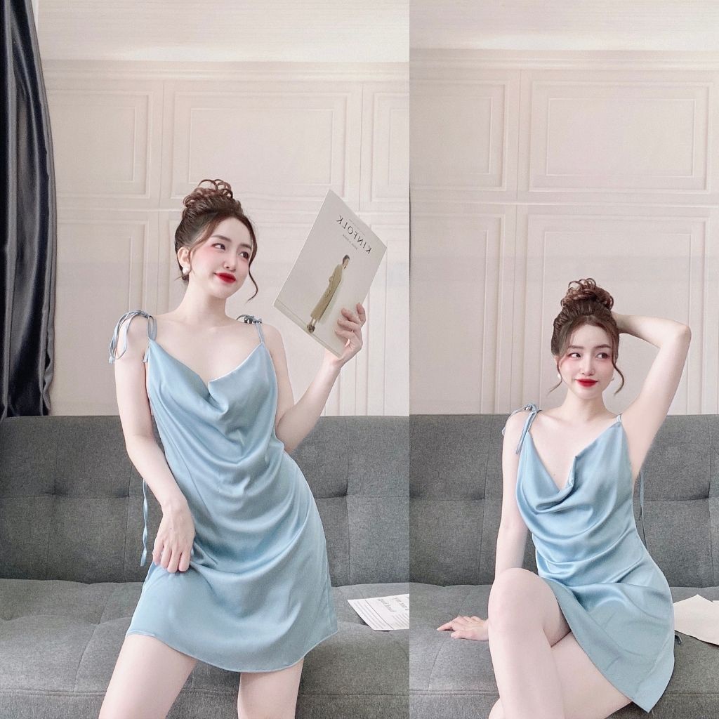 Váy ngủ sexy ❣️FREE SHIP❣️ Đầm ngủ sexy lụa Satin Chất Siêu Mát Dáng Siêu Xinh