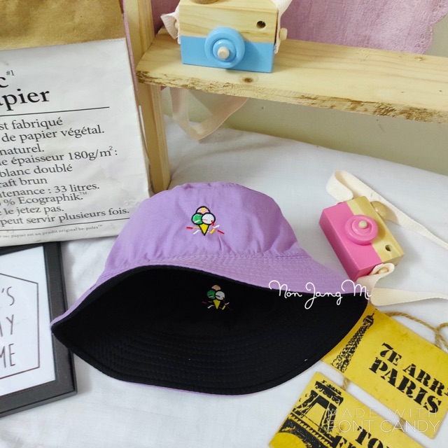 Nón Bucket 2 Mặt Que Kem