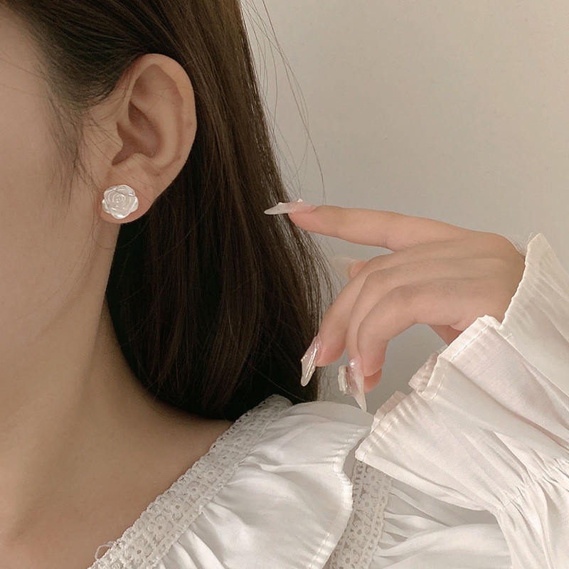 Set 6 Khuyên Tai Hình Hoa Hồng Đính Ngọc Trai Nhân Tạo