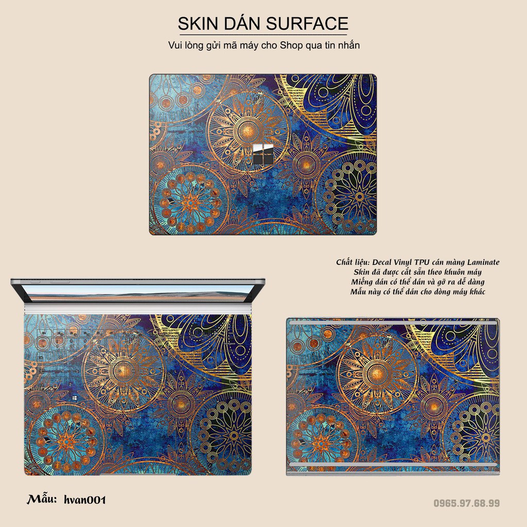 Miếng dán Skin bảo vệ mặt lưng Surface Pro 2/ Pro 3/ Pro 4/ Pro 5/ Pro 6/Pro 7/Pro X / Surface Go /Book in hình sưu tầm