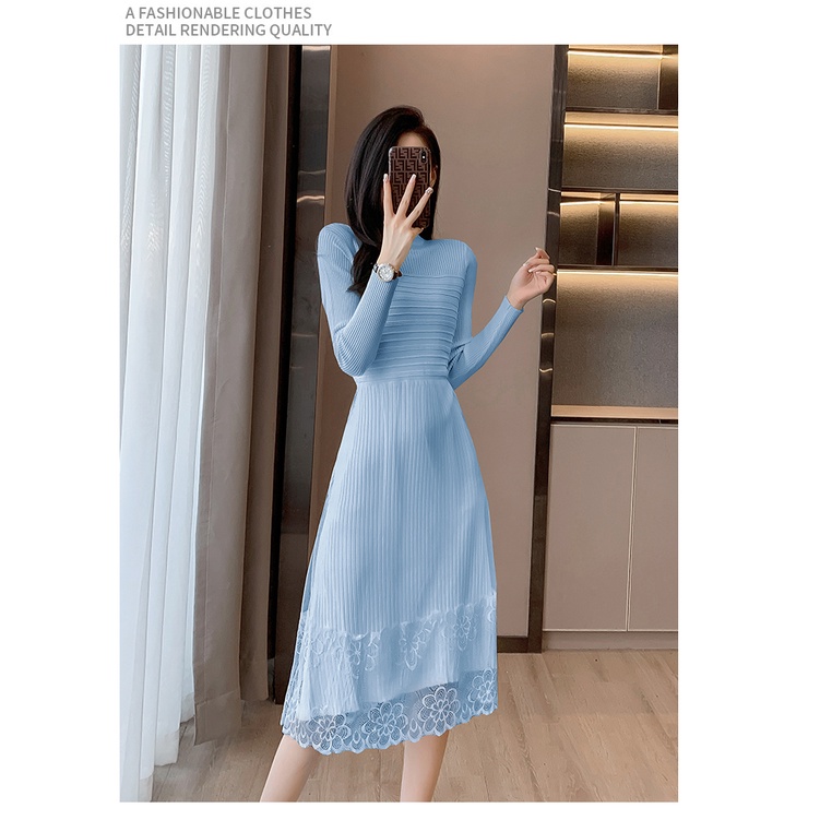 Đầm Len Tay Dài Phong Cách Hàn Quốc Thời Trang Thu Đông Hàng Mới 2023 #9
