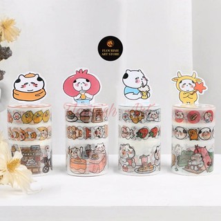 Băng dán WASHI TAPE Bộ 3 Cuộn Trong Suốt - Mèo