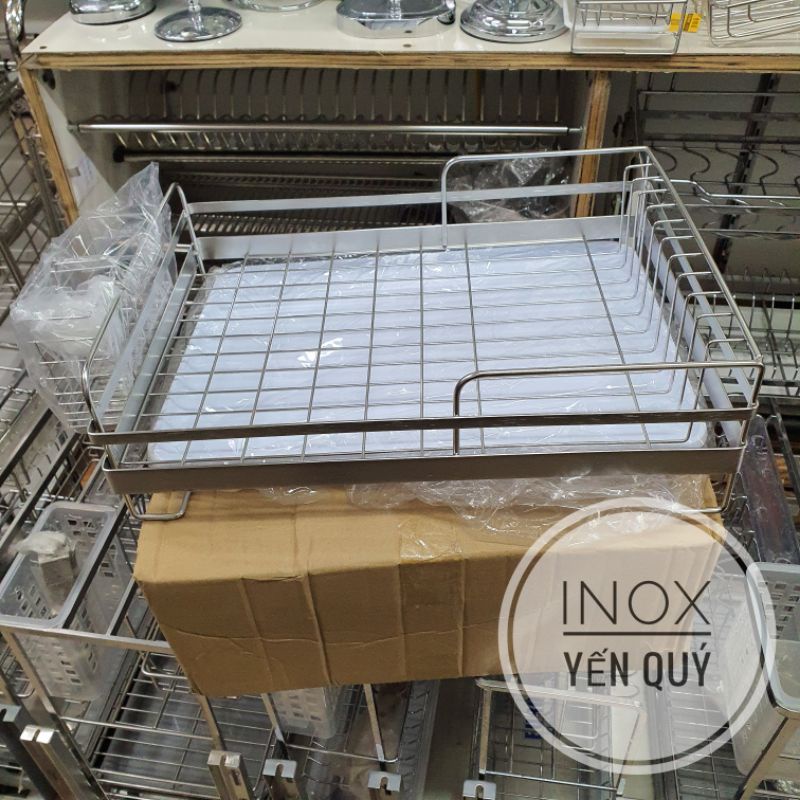 INOX 304 KỆ ÚP BÁT 1 TẦNG ĐẶT BÀN CÓ KÈM KHAY HỨNG NƯỚC TẶNG GIÁ ĐỂ ĐŨA