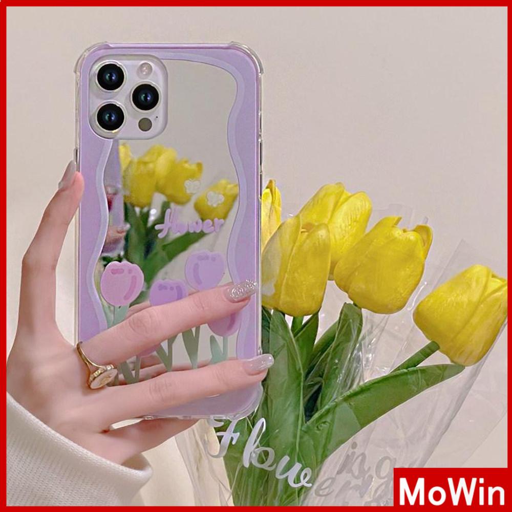 Ốp điện thoại nhựa dẻo acrylic túi khí hoa tulip bảo vệ camera thích hợp cho iPhone 11 13 Pro Max 12 Pro Max 7 Plus XR
